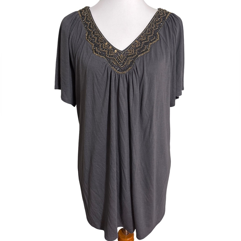 Motherhood Gray Tunic with Gold Accents